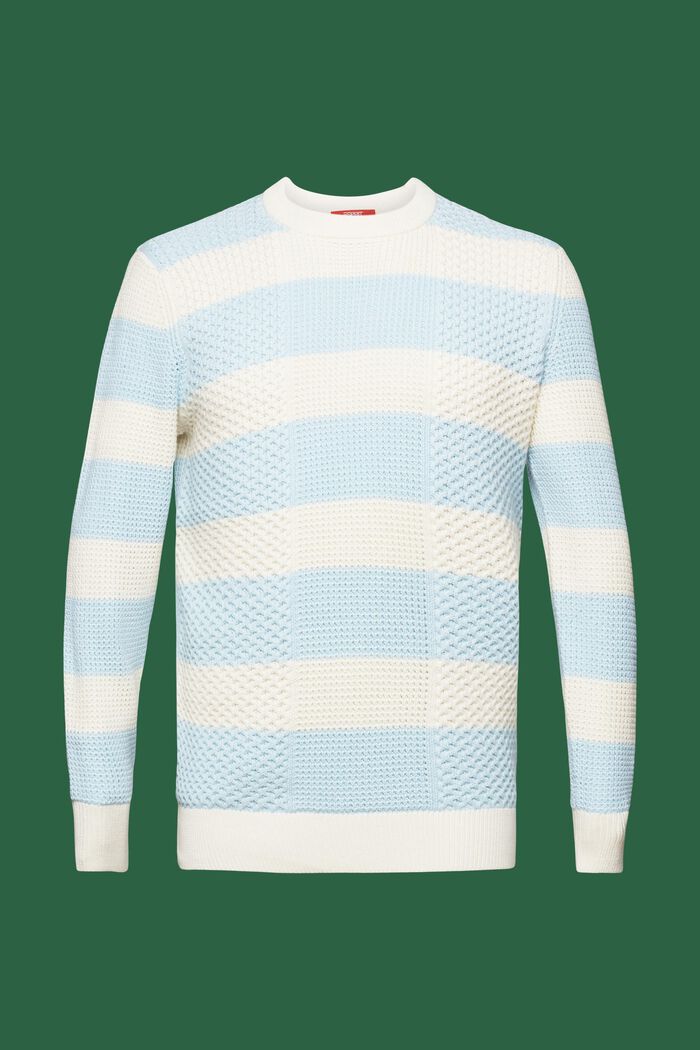 Gestreifter Zopfstrickpullover aus Baumwolle