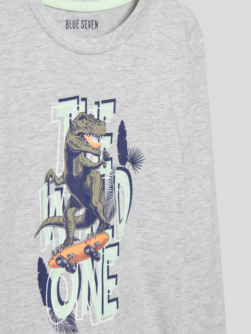 Longsleeve mit Motiv-Print in hellgrau