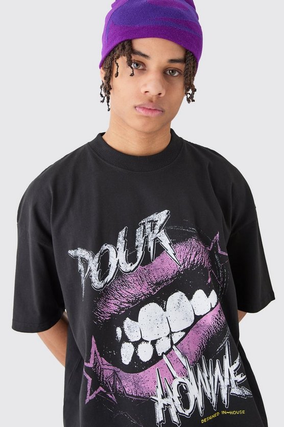 Oversize T-Shirt mit Mouth Print