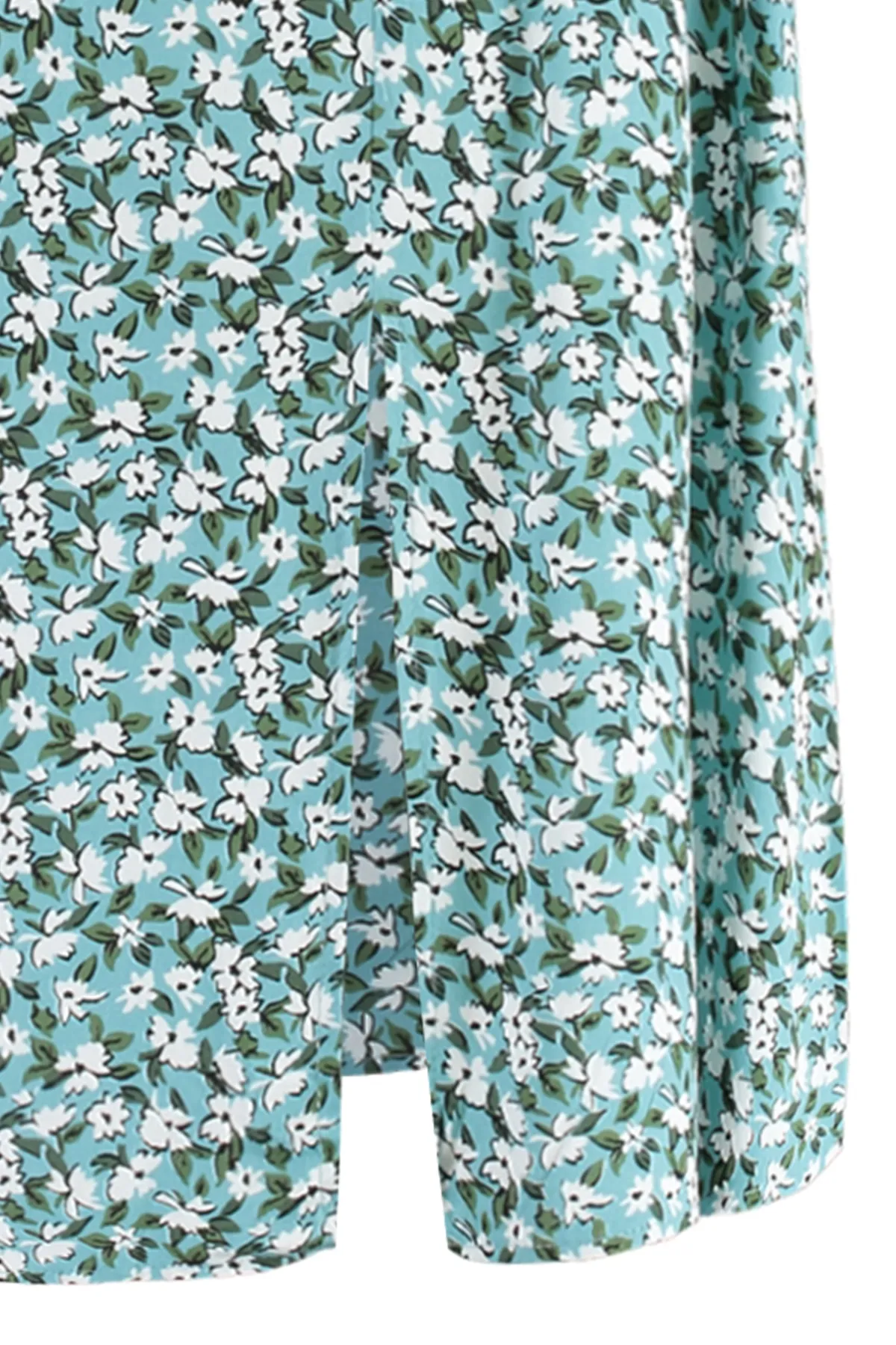 Trendyol Collection  Grüner gewebter Midirock aus Viskosestoff mit Schlitzdetail und Blumenmuster TWOSS20ET0230