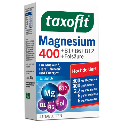 TAXOFIT Magnesium 400 B1 B6 B12 Folsäure Tabletten  45 St  Tabletten