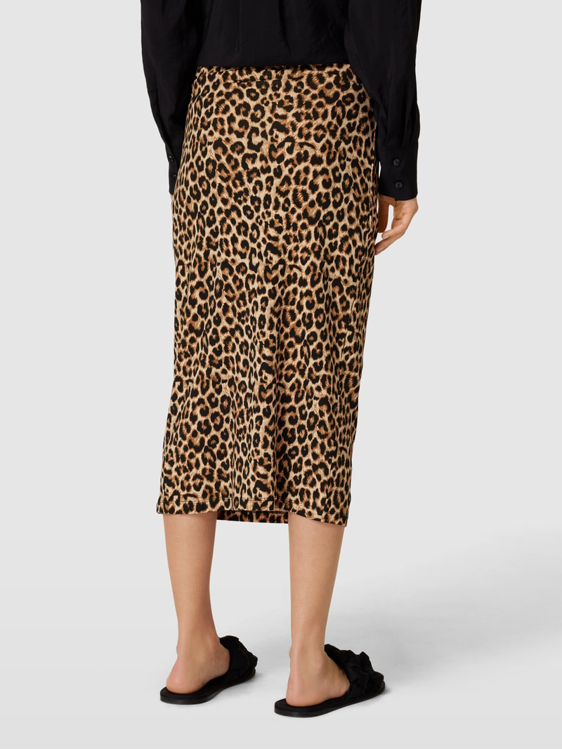 Umstands-Midirock mit Animal-Print Modell 'MIA' in schwarz