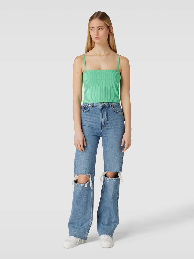 Crop Top im Ripp-Look in grün