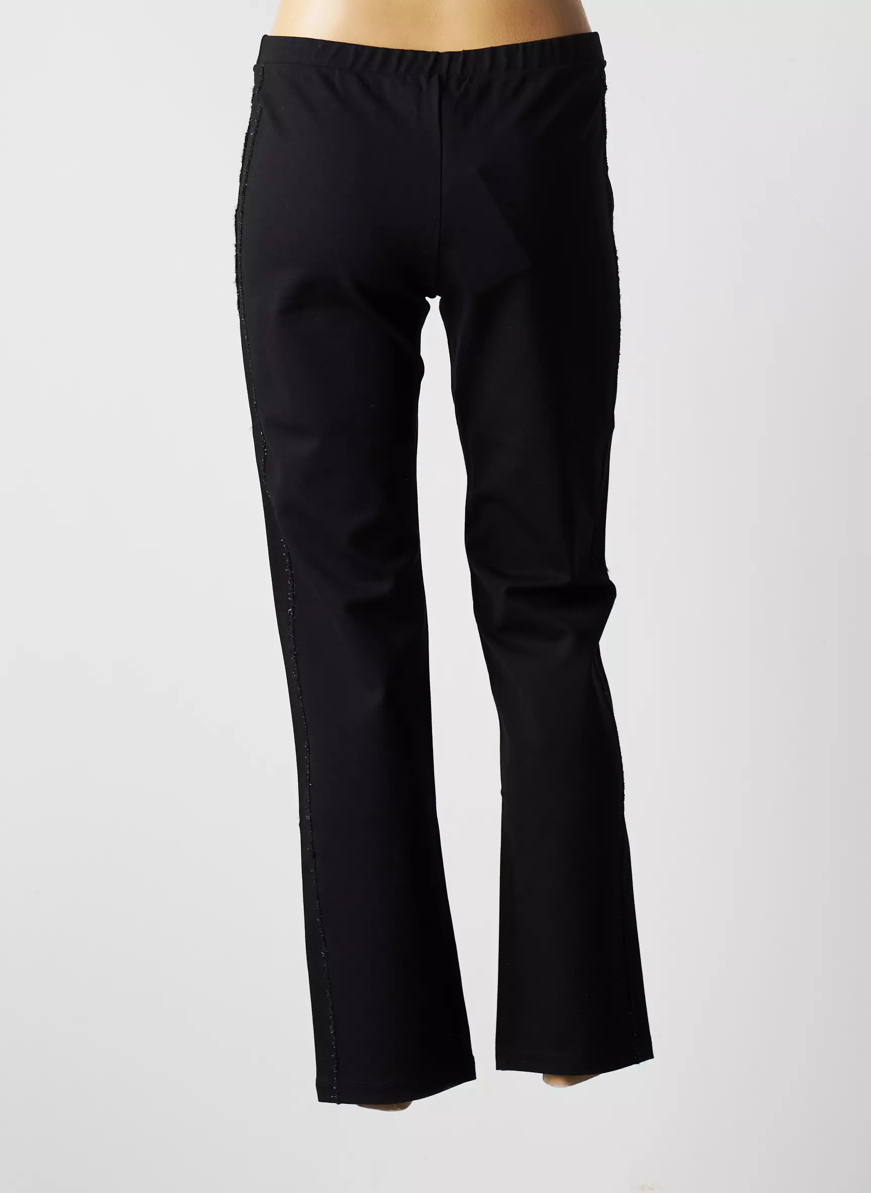 Blanc Boheme Pantalons Droits Femme couleur noir