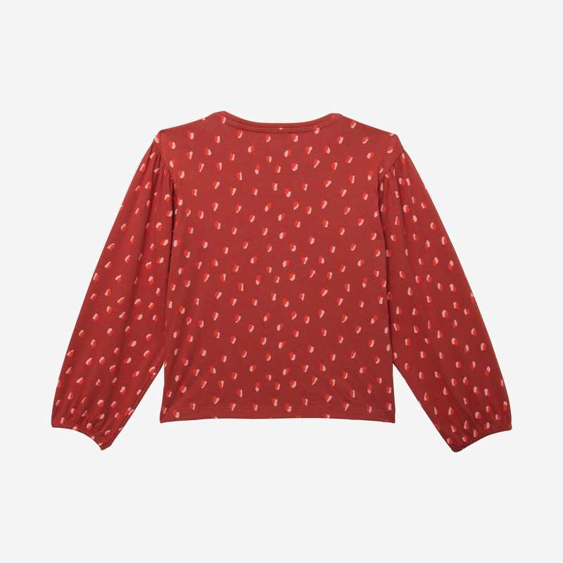 T-shirt fille brique imprimé bicolore en coton recyclé rouge Catimini