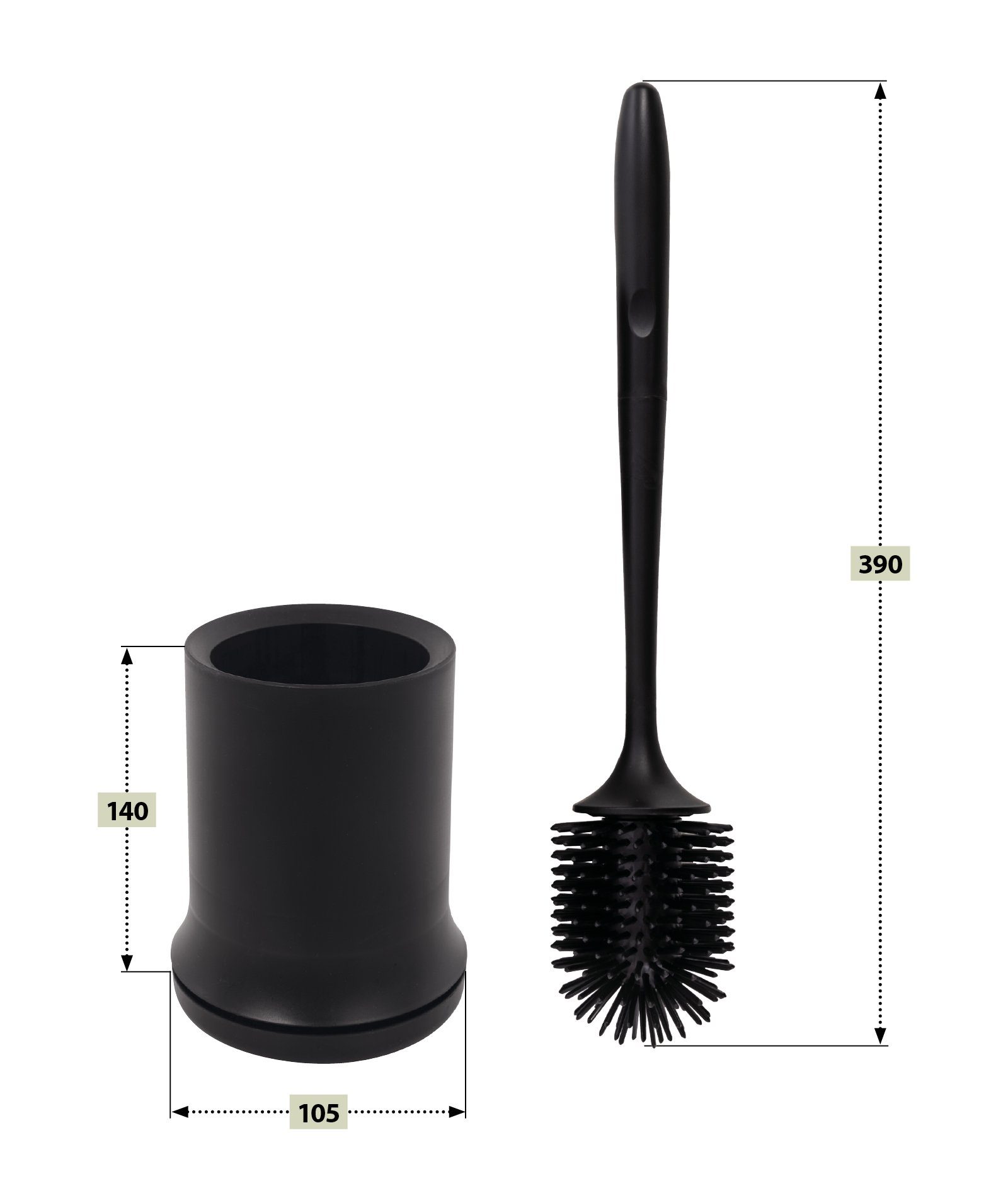 aquaSu WC-Reinigungsbürste Limited, WCs, (Bürstengarnitur, 2-tlg., mit Silikonborsten und Behälter), hygienisch, Wandmontage zum Kleben, ergonomisch, schwarz, 870733