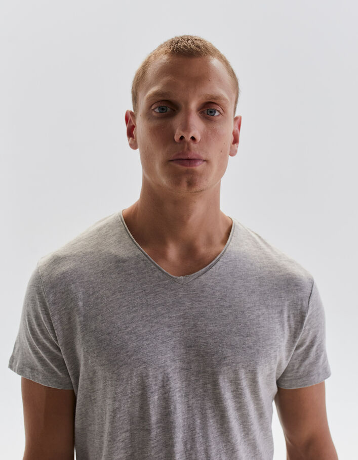 T-shirt L'Essentiel gris col V Homme