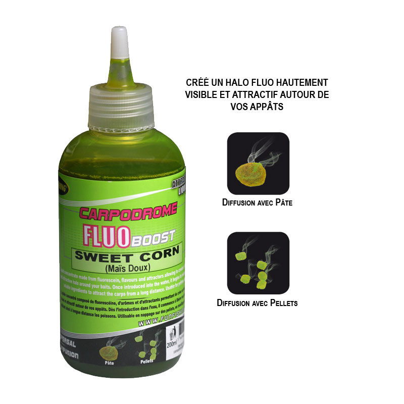 Additif liquide coup fun fishing fluo booster sweet corn 185ml