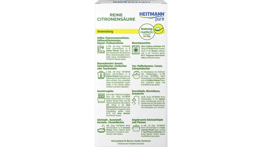 HEITMANN pure Reine Citronensäure 350 g