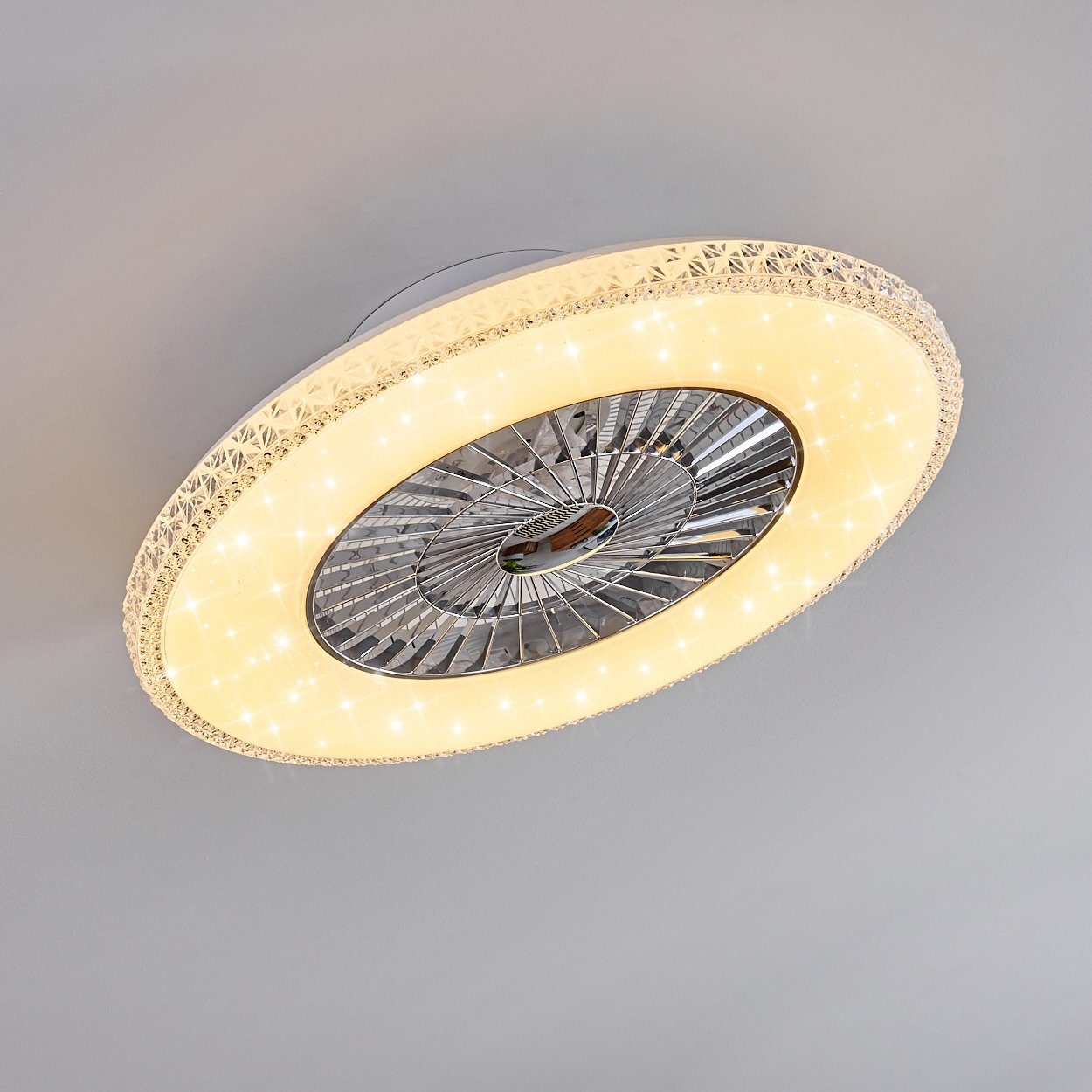 hofstein Deckenventilator Vaprio LED Deckenventilator in Weiß/Chorm