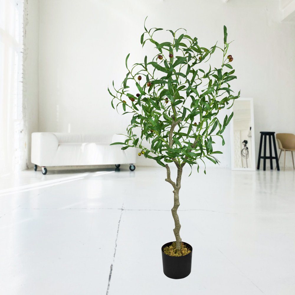 Kunstpflanze Olive Olivenbaum Kunstbaum Künstliche Pflanze 125 cm Decovego, Decovego