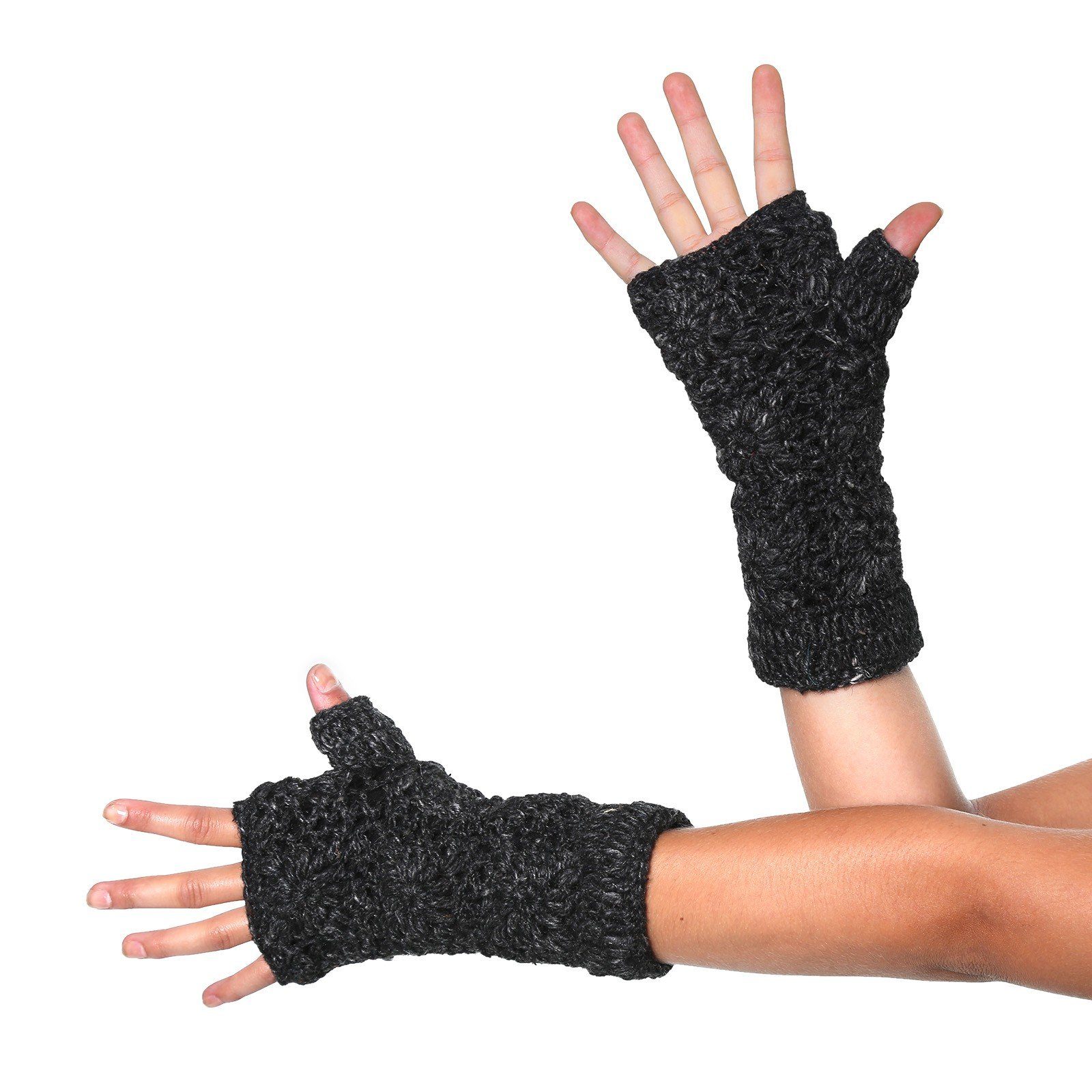 KUNST UND MAGIE Armstulpen Armstulpen Stulpen Handwärmer Wolle+Fleecefutter Strickstulpen Boho