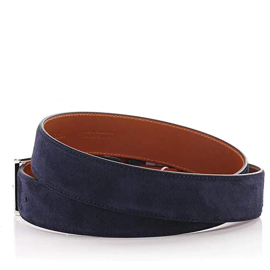 Santoni - Herrengürtel Veloursleder - blau