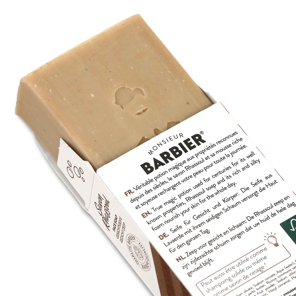 Monsieur Barbier Rhassoul Kitchen Savon équilibrant naturel pour Homme Savon Surgras Visage et Corps à l'Argile Rhassoul
