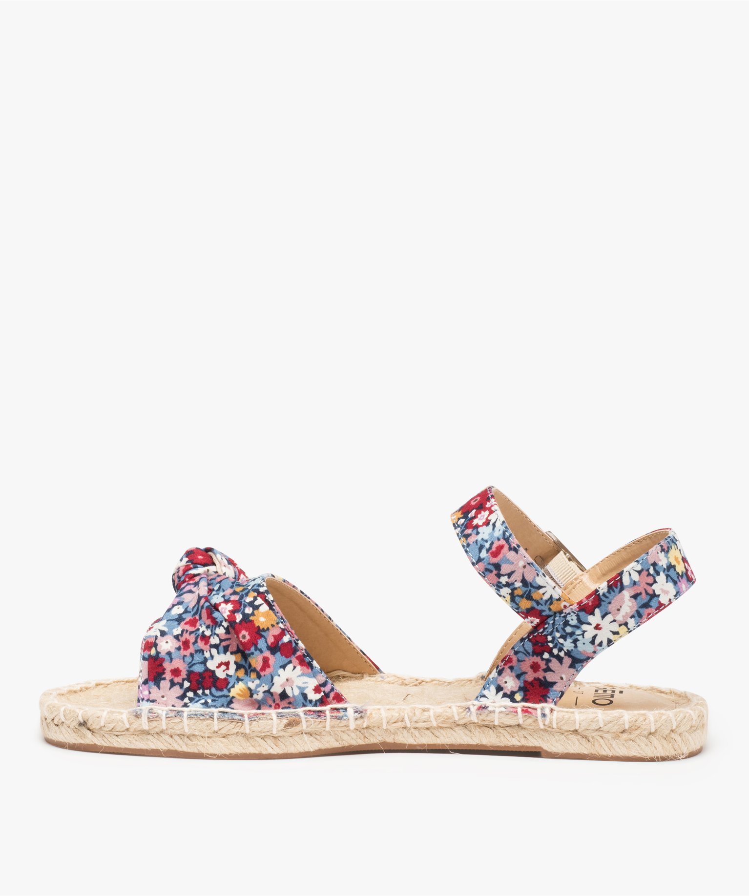 Sandales femme plates à semelle en corde dessus tissu imprime | GEMO