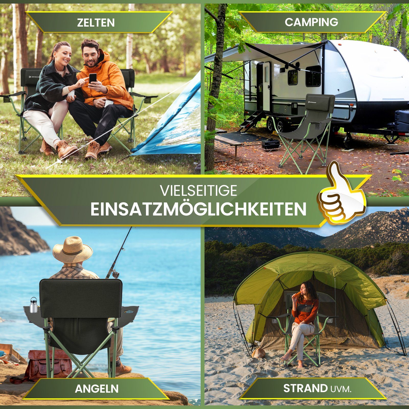 Dunlop Campingstuhl Campingstuhl faltbar XXL