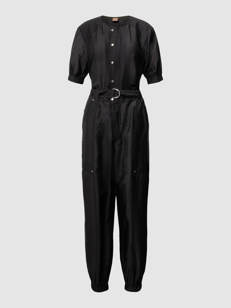 Jumpsuit mit Bindegürtel Modell 'Diretta' in schwarz