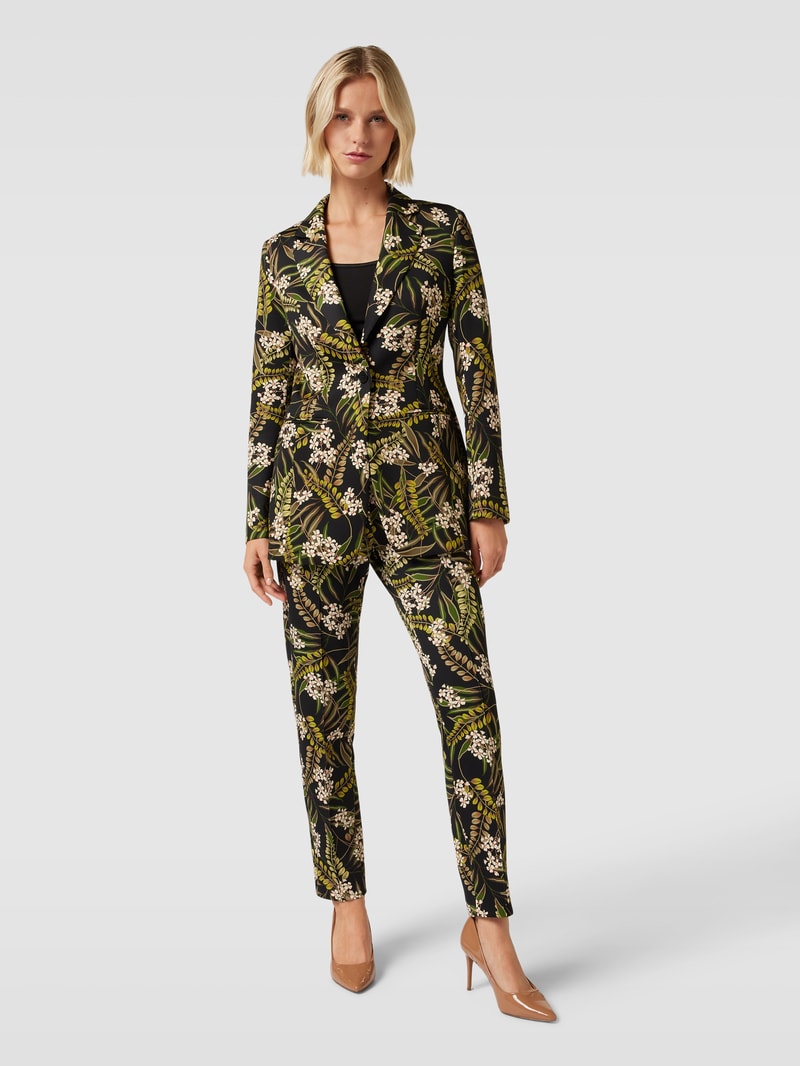 Blazer mit floralem Muster in schwarz
