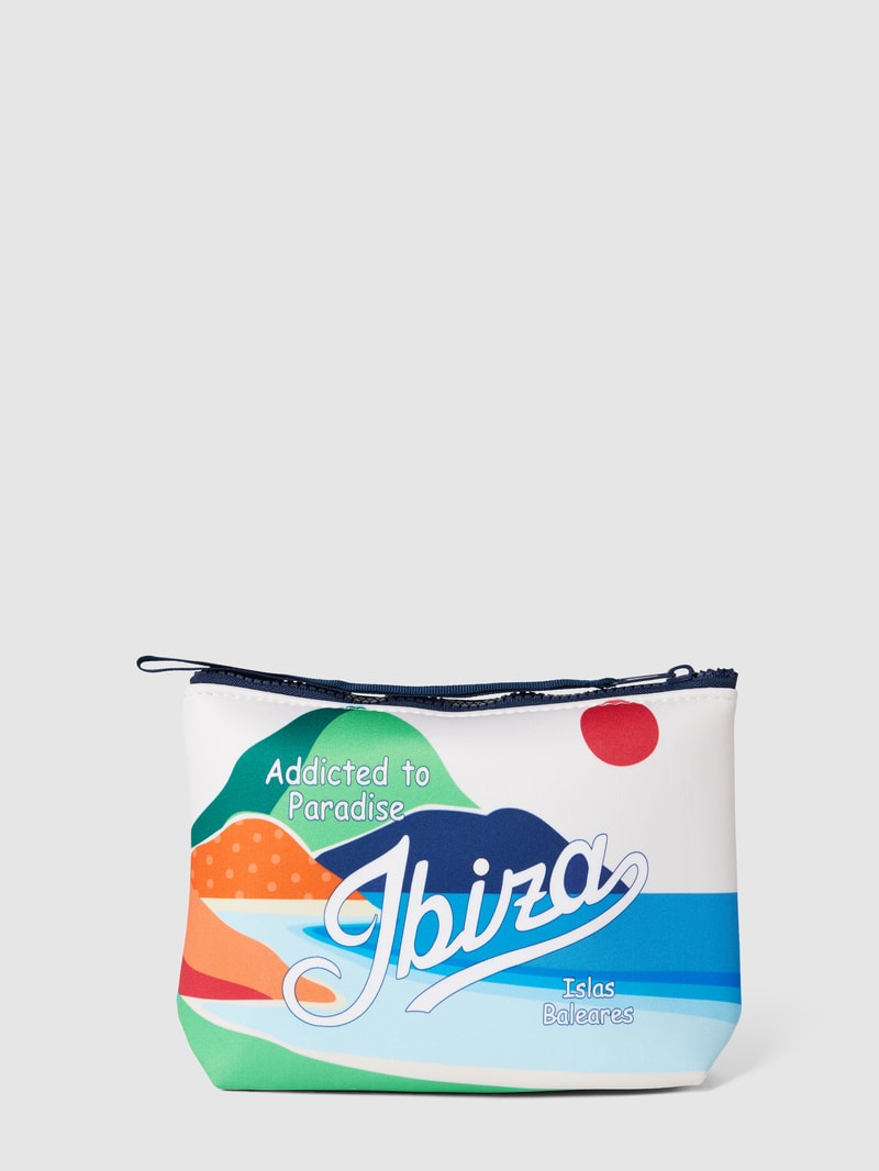 Kulturtasche mit Allover-Muster Modell 'ALINE SPONGE' in offwhite