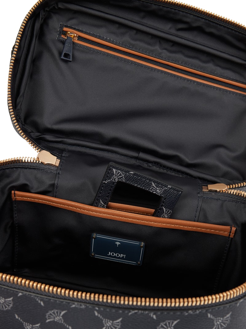 Kulturtasche mit Logo-Muster in dunkelblau