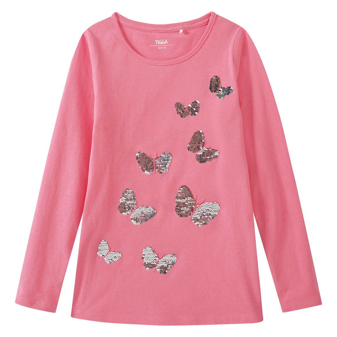 Mädchen Langarmshirt mit Wendepailletten