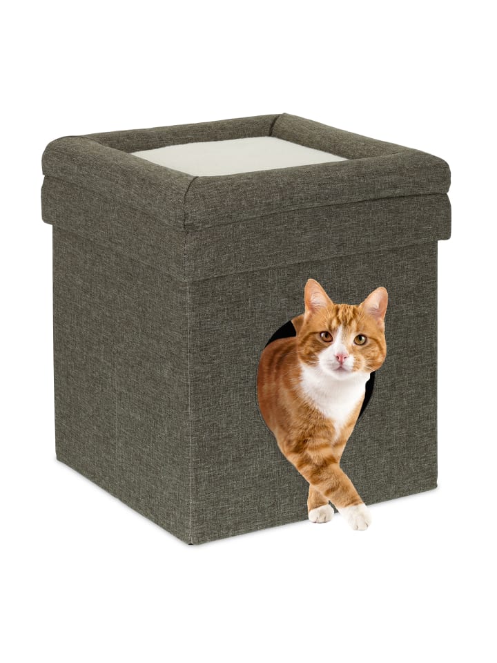 relaxdays Katzenhöhle in Grau/ Weiß - (B)38 x (H)44 x (T)38 cm günstig kaufen onesize