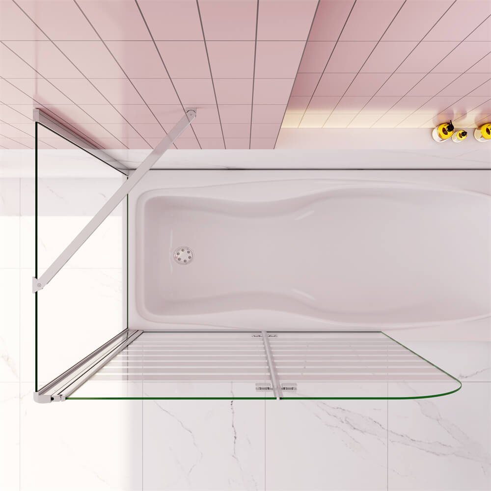 duschspa Badewannenaufsatz 6mm Duschwand Faltwand mit Seitenwand Badewannenaufsatz Glaswand, Einscheibensicherheitsglas, Sicherheitsglas, (Set), Glas, Nano Glas
