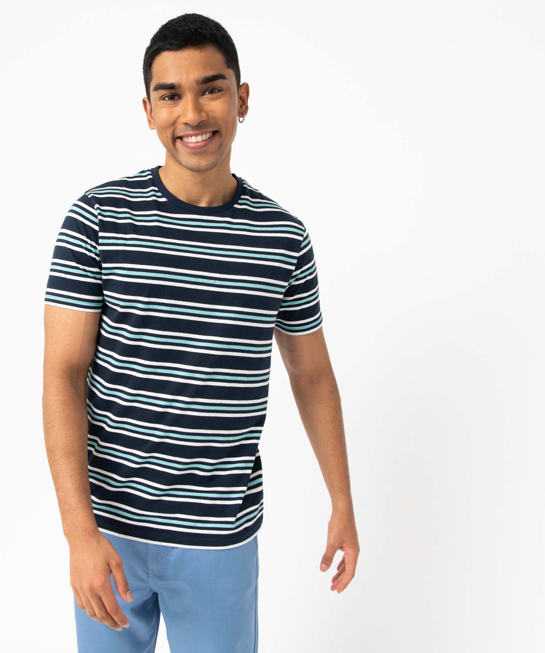 Tee-shirt homme rayé à manches courtes raye | GEMO