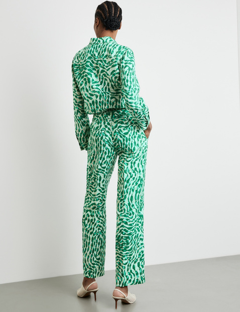 Gemusterte Leinenhose MIR꞉JA WIDE LEG