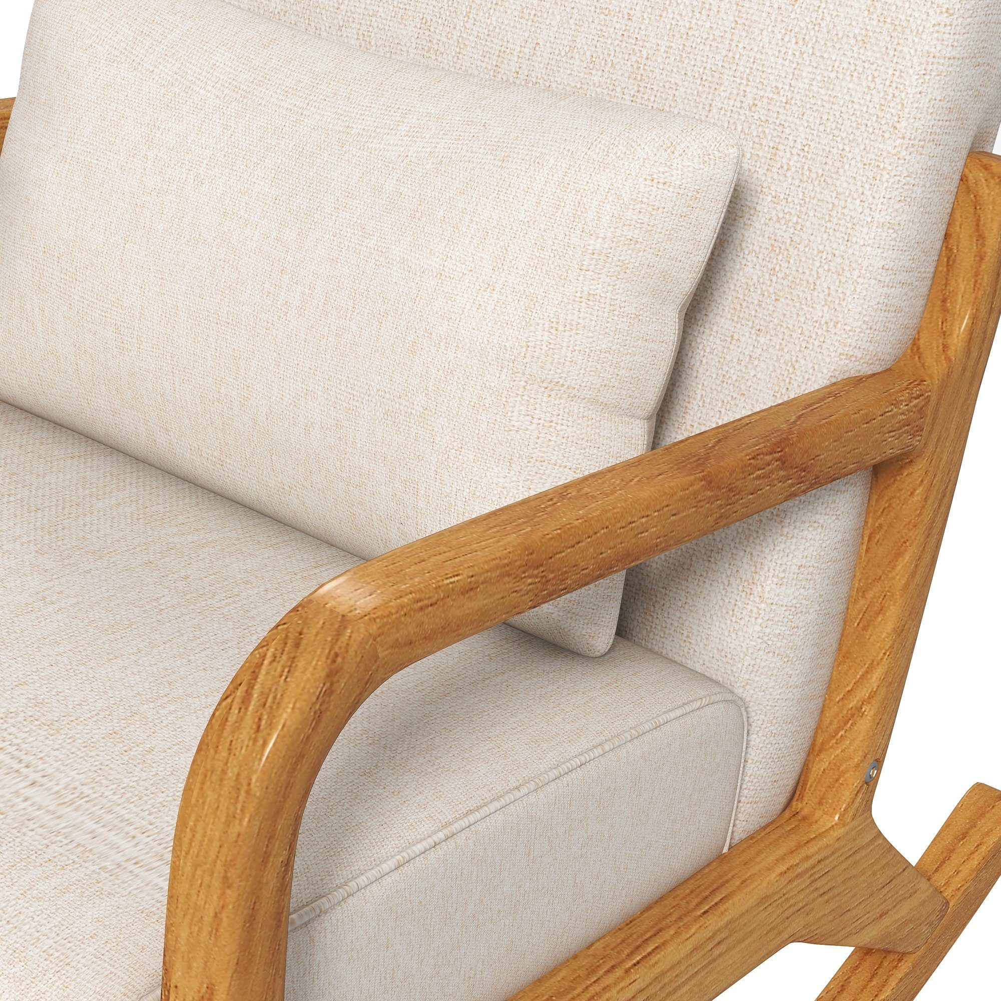 HOMCOM Schaukelstuhl Schwingsessel Relaxsessel mit weicher Polsterung (Schaukelsessel, 1 St), für Schlafzimmer, Wohnzimmer, Creme