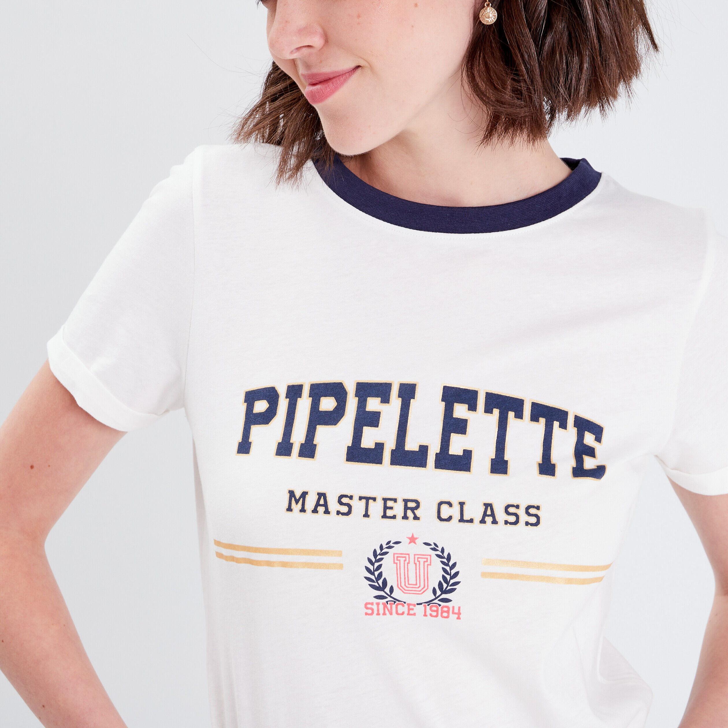 T-shirt manches courtes ecru femme | Cache Cache