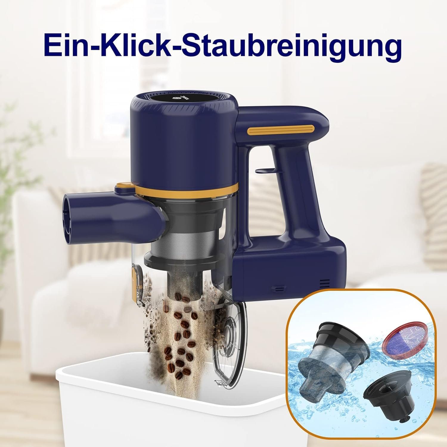 TASVAC Akku-Stielstaubsauger TASVAC, Akku Staubsauger, 25KPa, 55 Minuten, Akku-Hand-und Stielstaubsauger