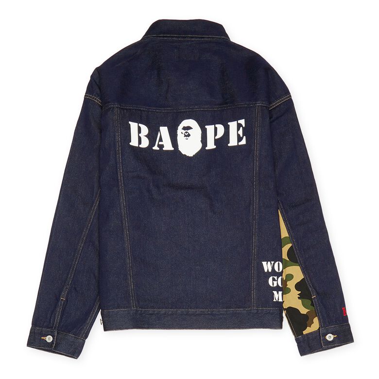 A Bathing Ape Multi Motif Loose Fit Denim Jacket indigo