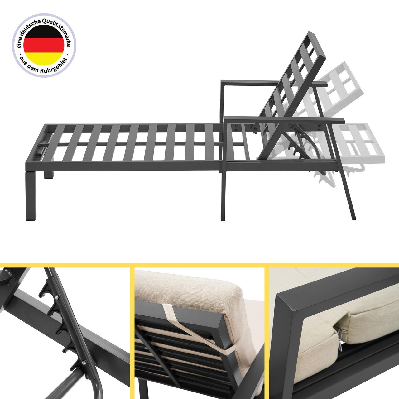 Weles Gartenfreude Aluminium Sonnenliege Ambience Light Grey/Dark Grey
