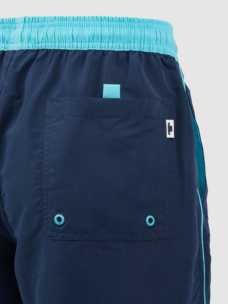 Badehose mit Label-Print in marineblau