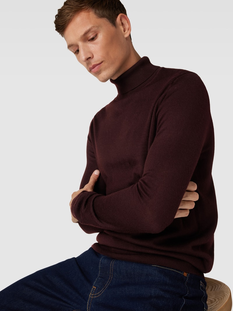Pullover mit Stehkragen in bordeaux rot