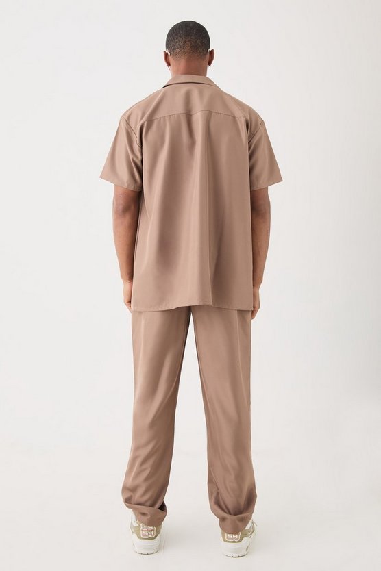 Weiches Oversize Twill-Hemd mit Schulter-Detail & Hose