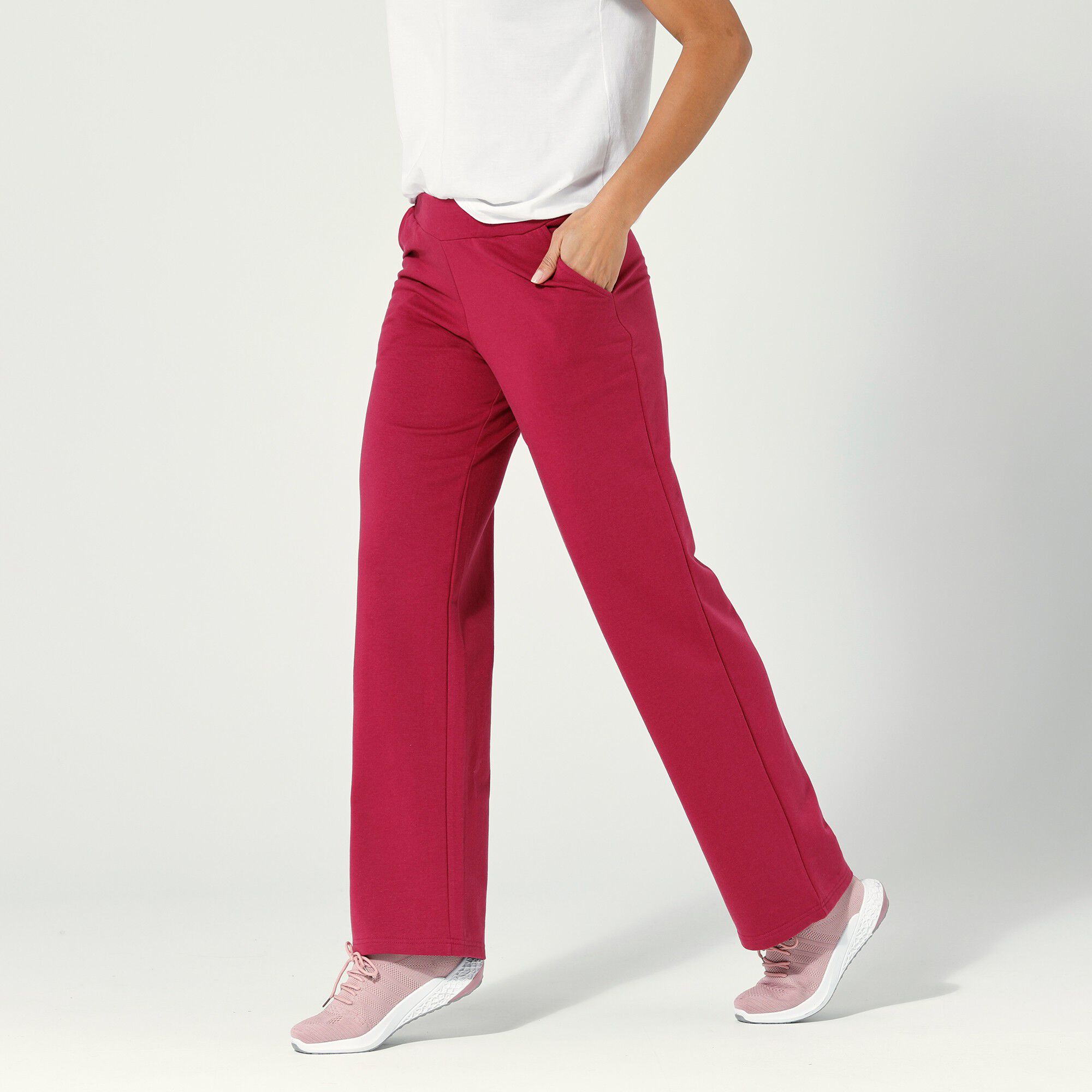 Pantalon coupe large molleton taille élastiquée