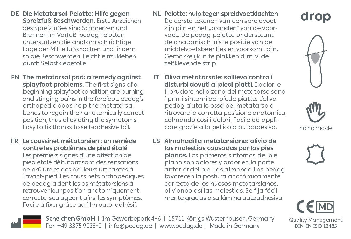 Pedag Einlegesohlen pedag Drop weiche Pelotte Tropfenform weiß 1Paar M 38 / 40 EU