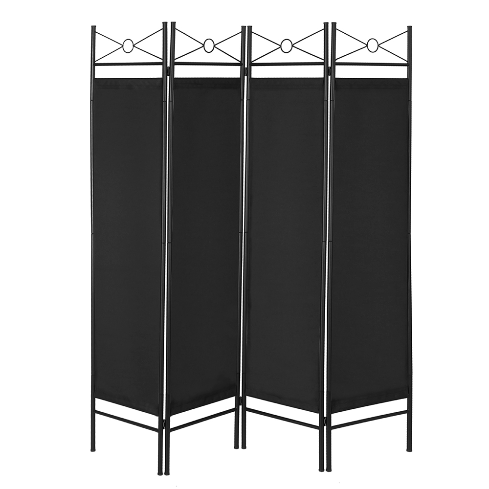 Never Indoor Paravent 4-teilige Raumteiler 180 x 163 cm schwarz
