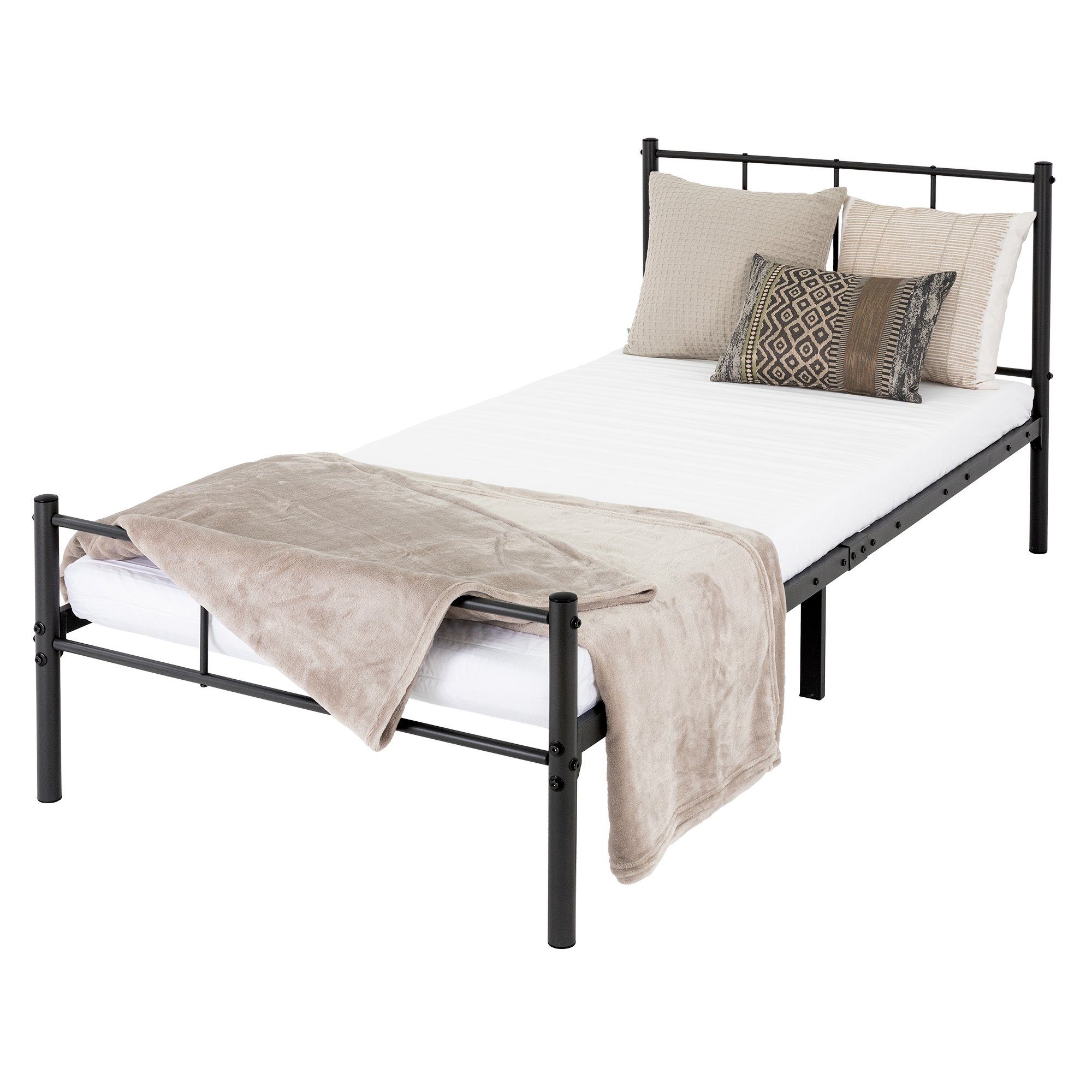 ML-DESIGN Metallbett Bettgestel Schlafzimmerbet Kinder Jugendliche Erwachsene, Gästebett, Schwarz 90x200cm Stahlrahmen robust leichte Montage