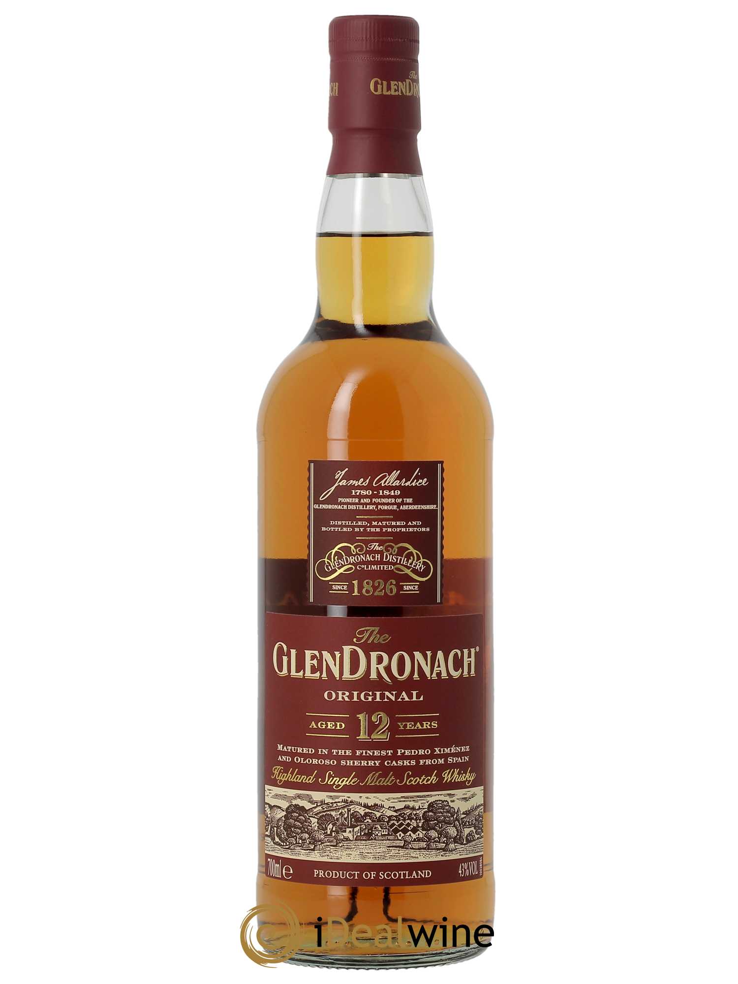 Whisky Glendronach 12 years Of. Single Malt Scotch Whisky (70 cl)  - Lot de 1 Bouteille