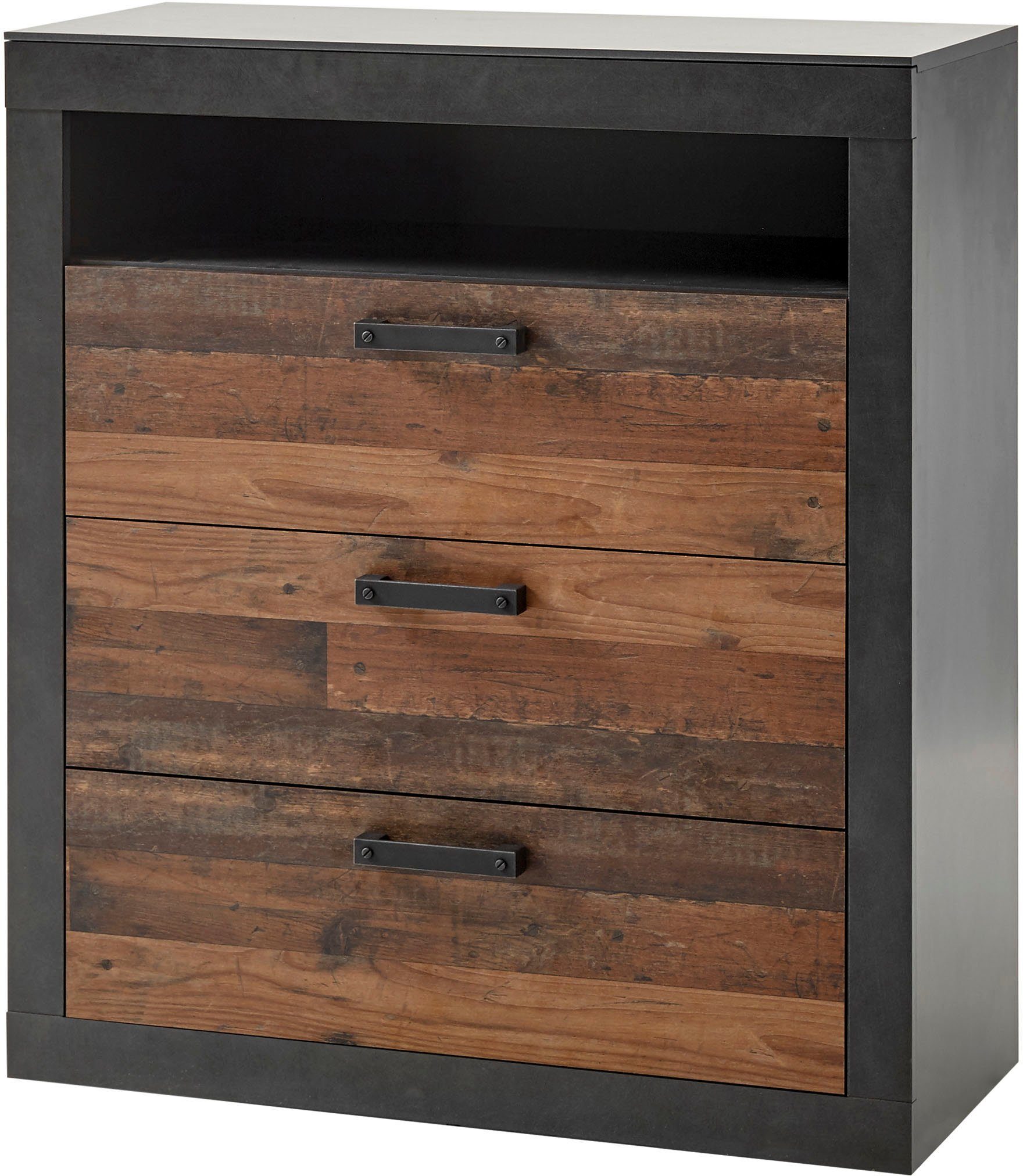 Home affaire Schlafzimmer-Set BROOKLYN, (Set, 5-St), Bett mit Holzkopfteil und Schublade