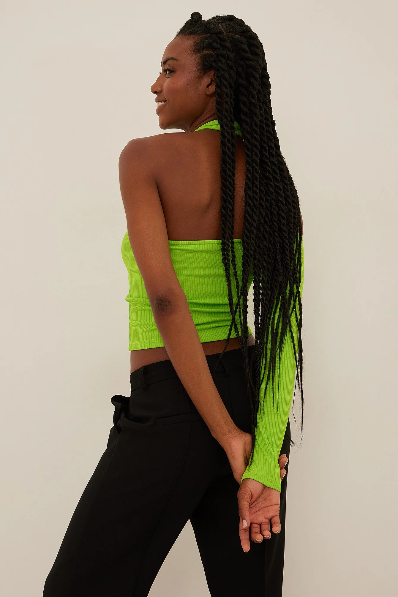 Asymmetrisch cut out Rippen-Top