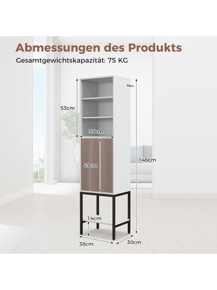COSTWAY 6-stöckig Badezimmerschrank 146cm in Weiß günstig kaufen onesize