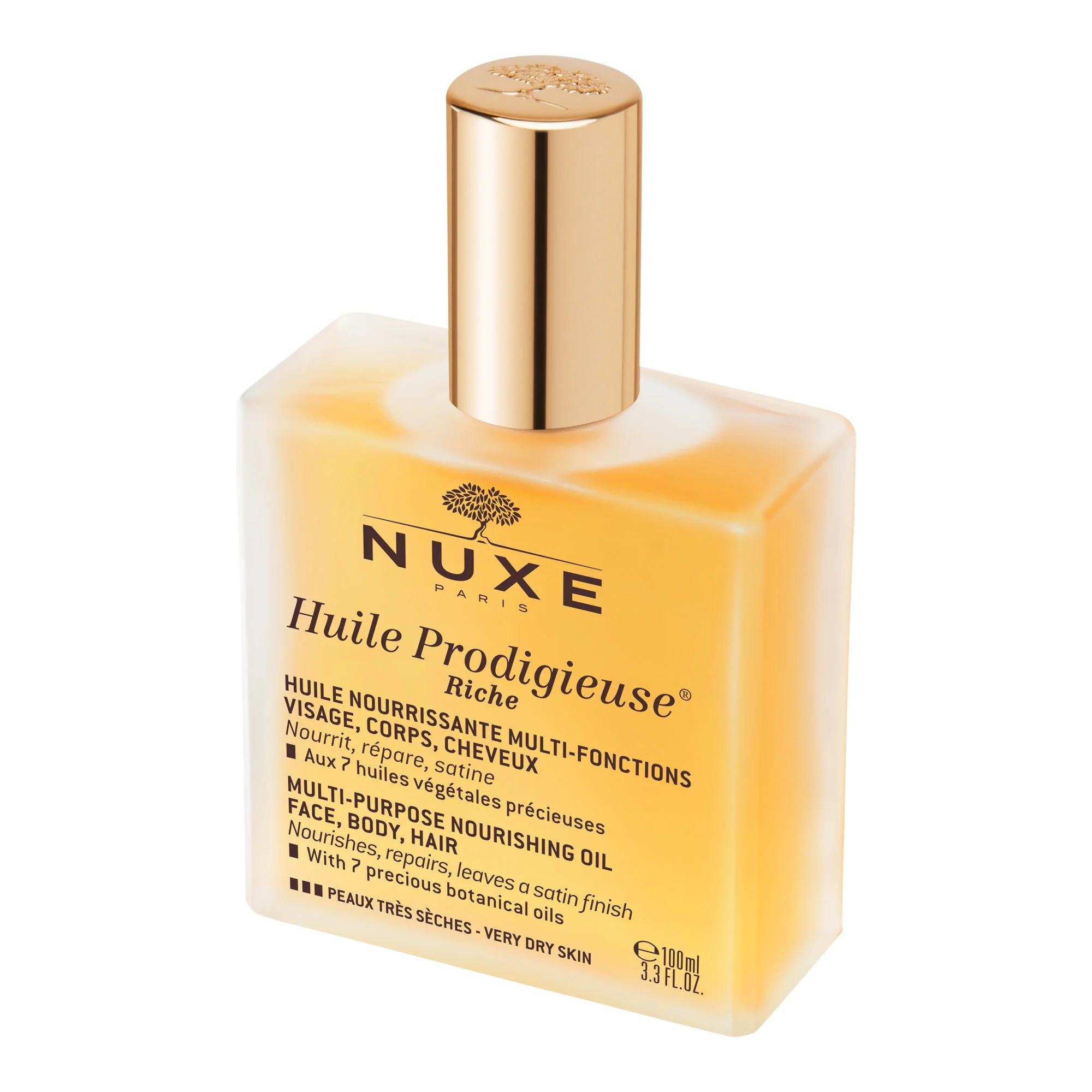 Huile Prodigieuse RICHE Dry Oil - Ravitseva kasvoöljy, vartaloöljy, hiusöljy, elastisuutta antava raskausarpia ehkäisevä öljy
