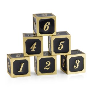 Metal & Enamel D6 Dice Set Black & Gold (12)