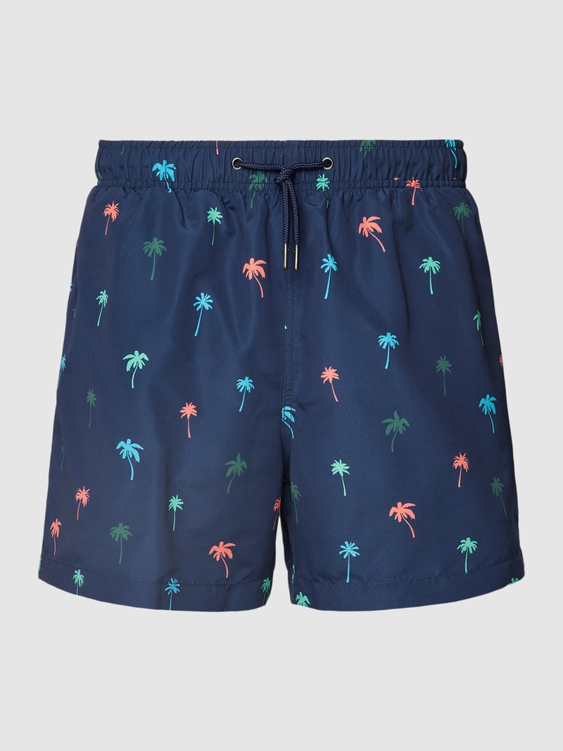 Badehose mit Allover-Print in marineblau