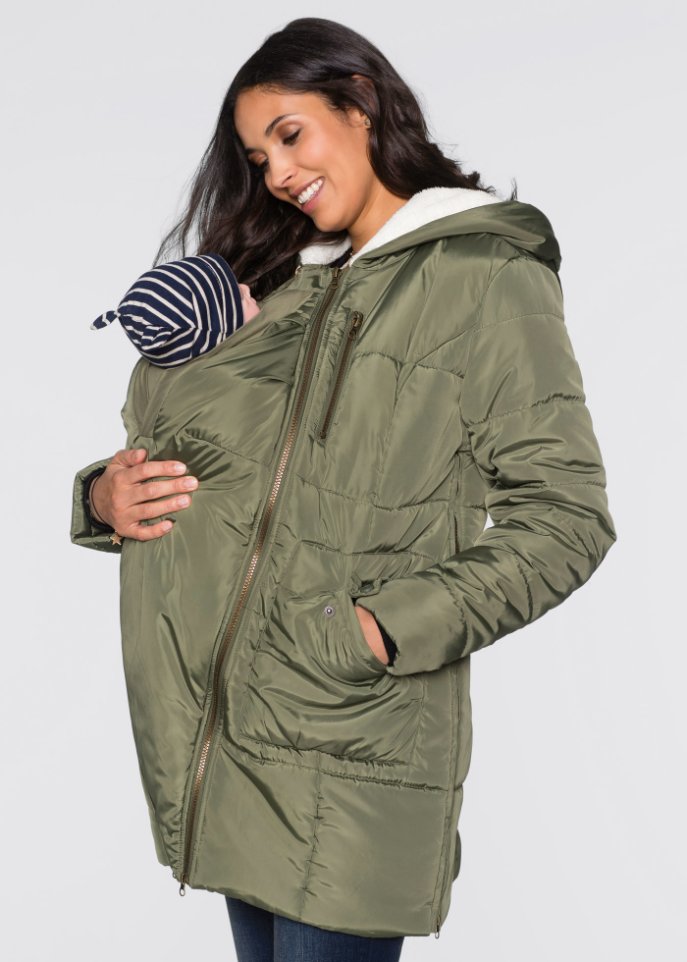 Gefütterte Umstandsjacke mit Baby-Einsatz