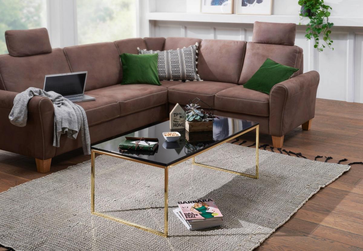 Wohnling Couchtisch RIVA 120x45x60 cm Schwarz/Gold